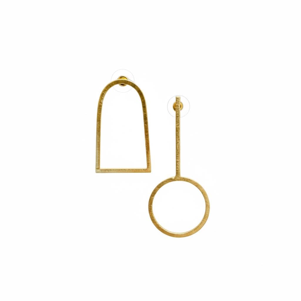Asymmetric Drop Earrings – handmade gold-plated brass earrings, nickel-free | Raavi Jewelry