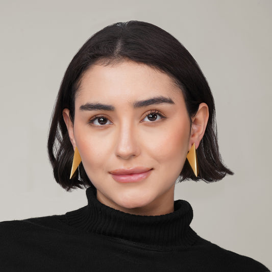 Matte Brushed Gold Kite Drop Earrings | Geometric Statement, Nickel-Free
