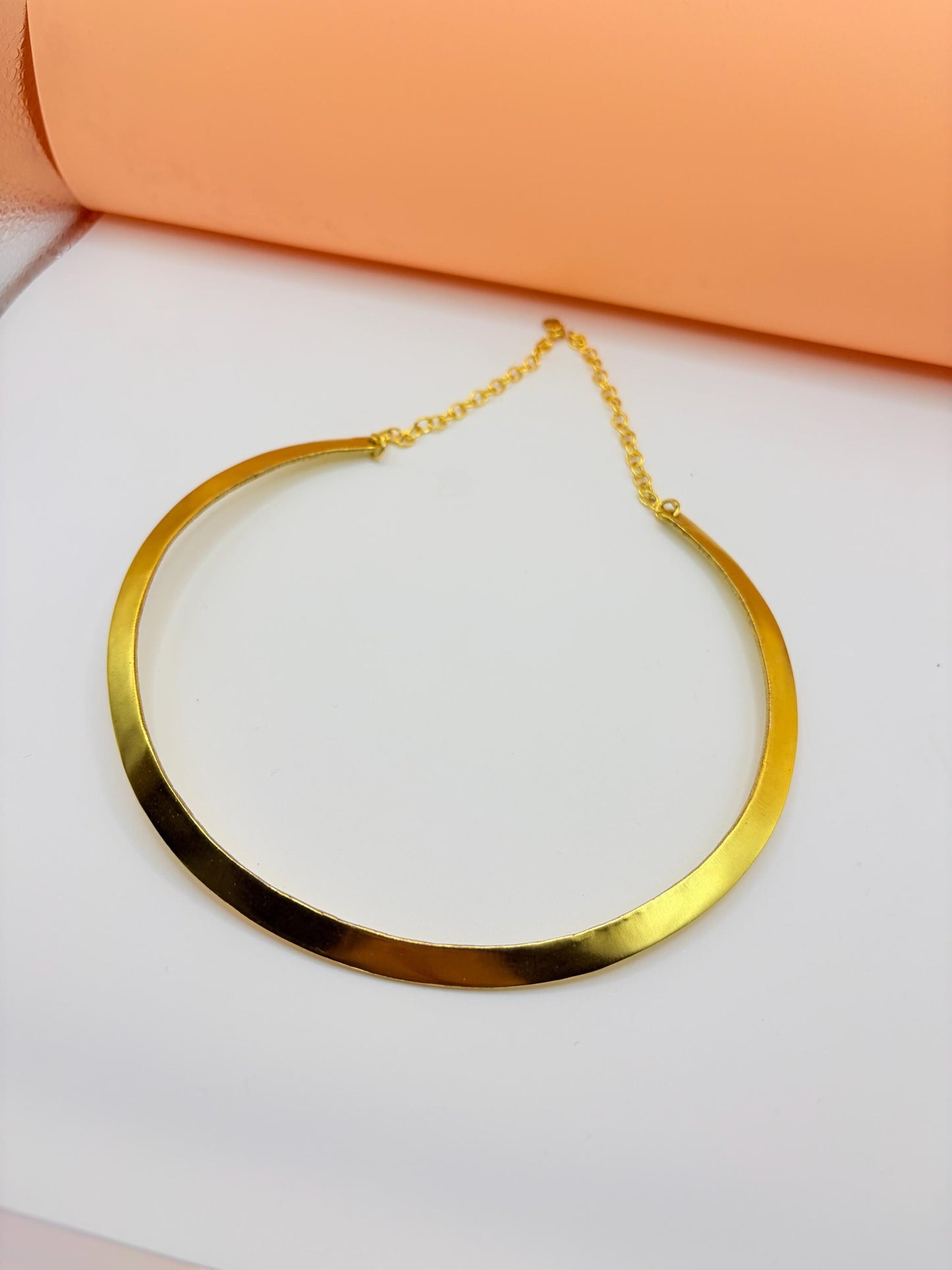 Brass Gold Choker – worn on model | Raavi Jewelry