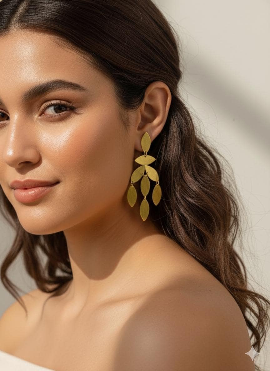 Leaf Cascade Earrings – view 6 | Raavi Jewelry