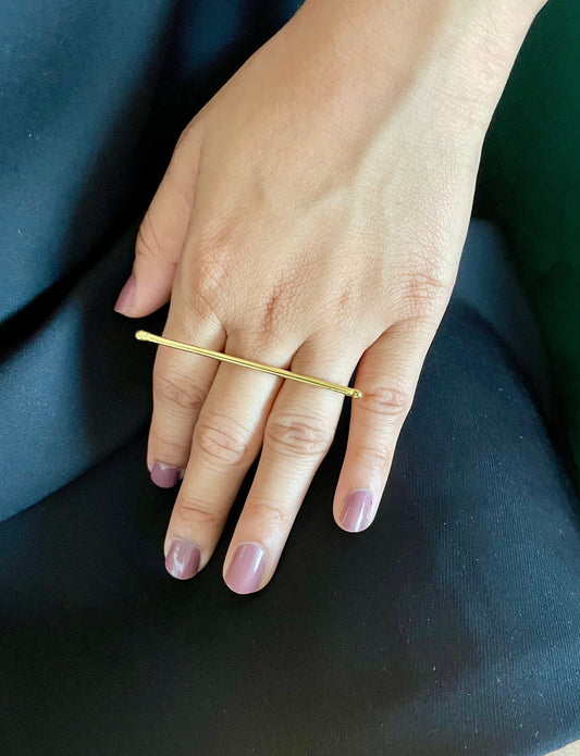 Two Finger Bar Ring – side view | Raavi Jewelry