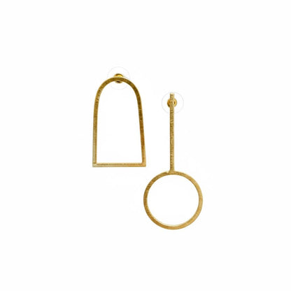 Asymmetric Drop Earrings – handmade gold-plated brass earrings, nickel-free | Raavi Jewelry