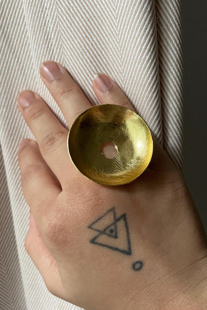 Sculptural Cocktail Ring – handmade gold-plated brass ring, nickel-free | Raavi Jewelry