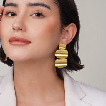 Stacked Disc Earrings – handmade gold-plated brass earrings, nickel-free | Raavi Jewelry