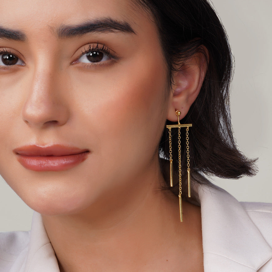 Tassel Chain Earrings – handmade gold-plated brass earrings, nickel-free | Raavi Jewelry