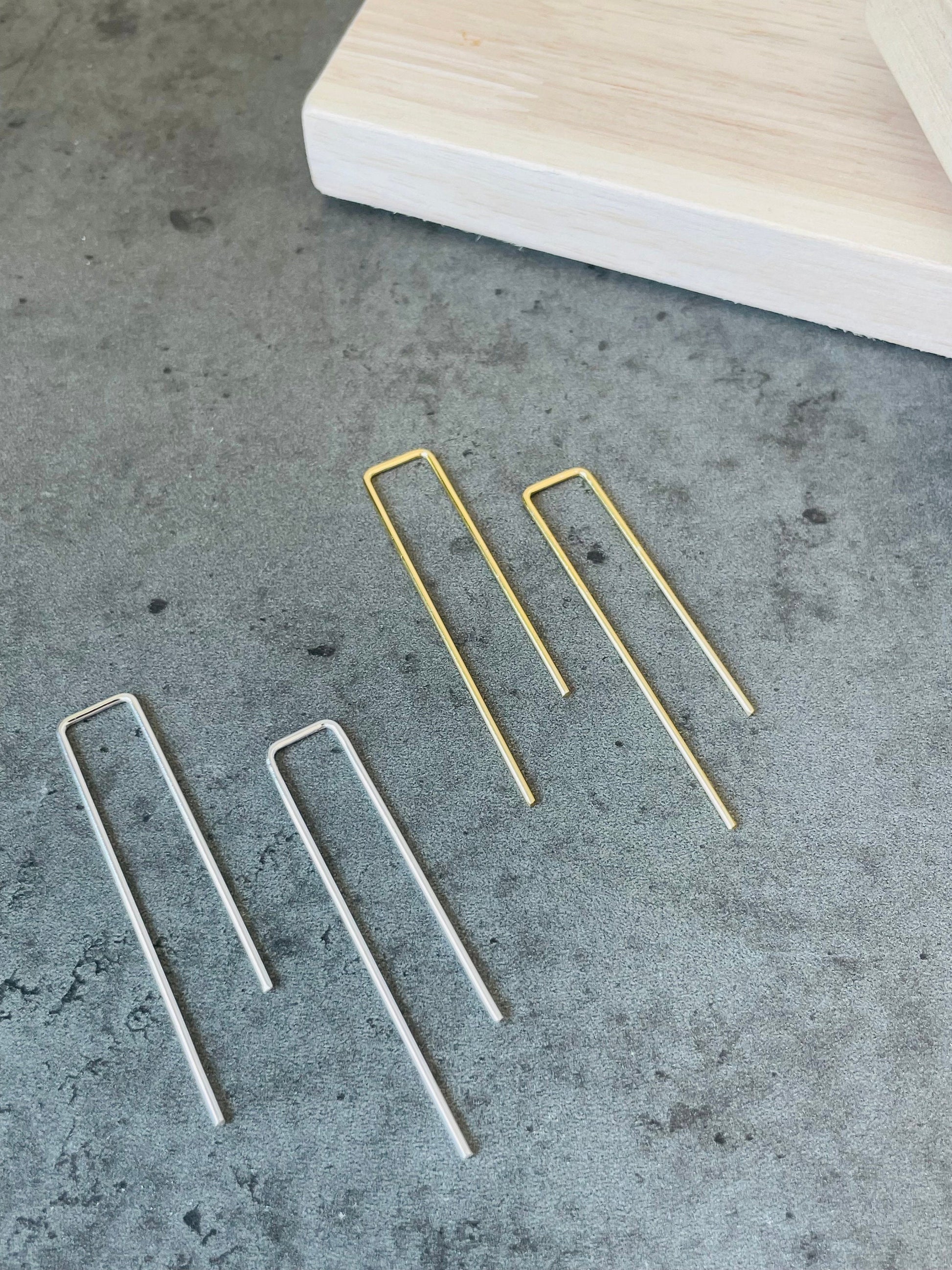 Minimal Straight Thread Earrings – view 5 | Raavi Jewelry