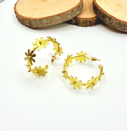 Flower Hoop Earrings – side view | Raavi Jewelry