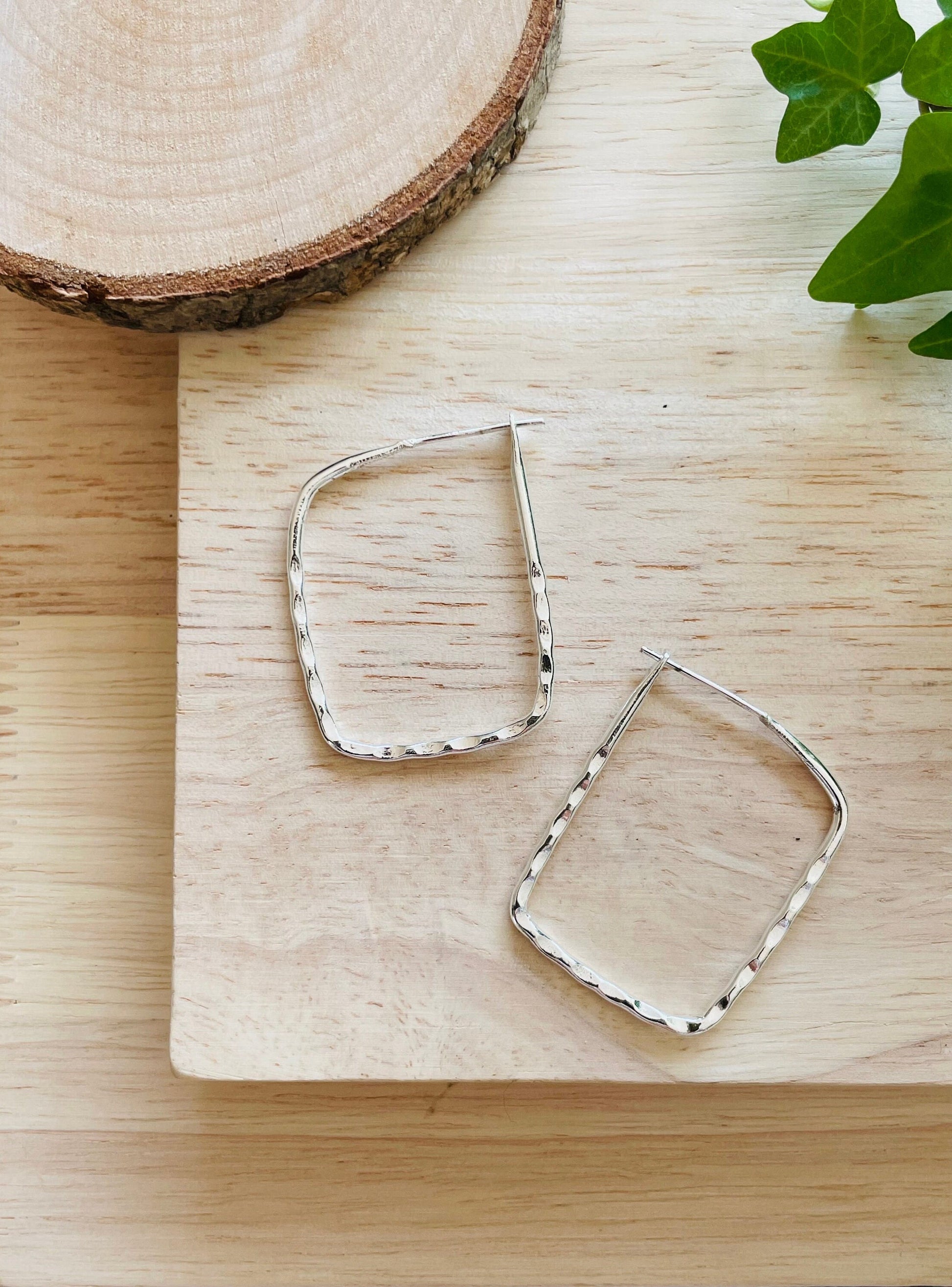 Square Hoop Earrings – worn on model | Raavi Jewelry