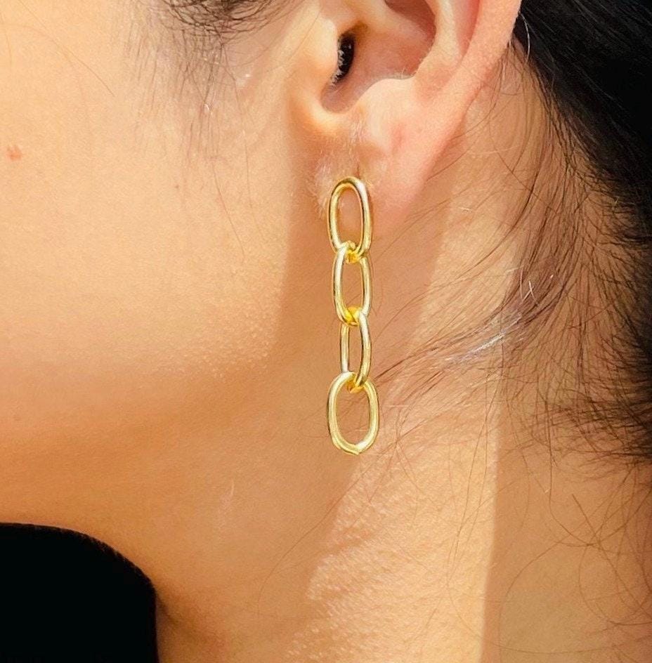 Chain Link Drop Earrings – handmade gold-plated brass earrings, nickel-free | Raavi Jewelry
