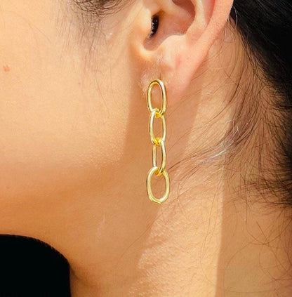Chain Link Drop Earrings – handmade gold-plated brass earrings, nickel-free | Raavi Jewelry