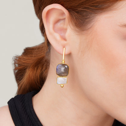 Moonstone & Labradorite Dangle Earrings