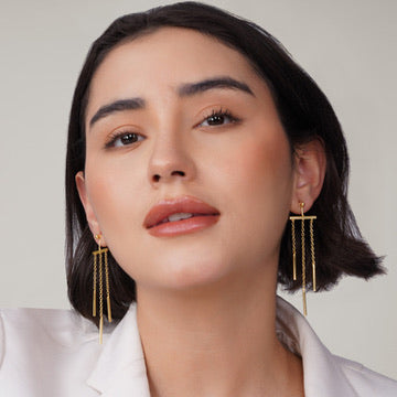 Tassel Chain Earrings – side view | Raavi Jewelry