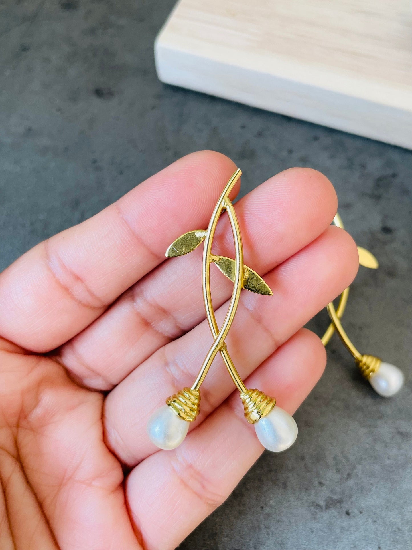 Pearl Earrings – worn on model | Raavi Jewelry