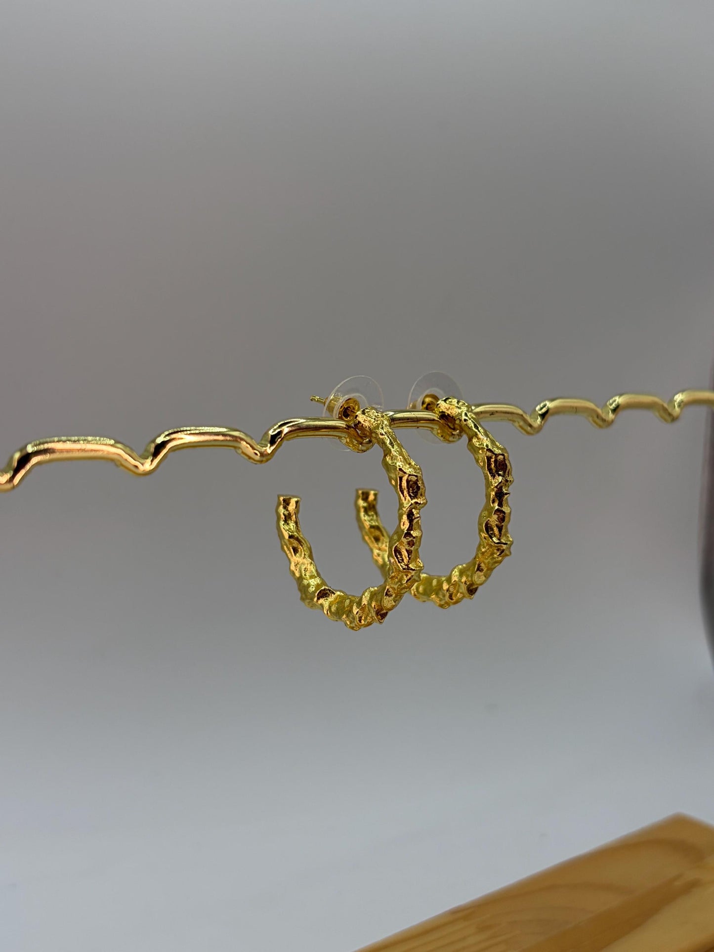 Hammered Hoop Earrings – view 8 | Raavi Jewelry