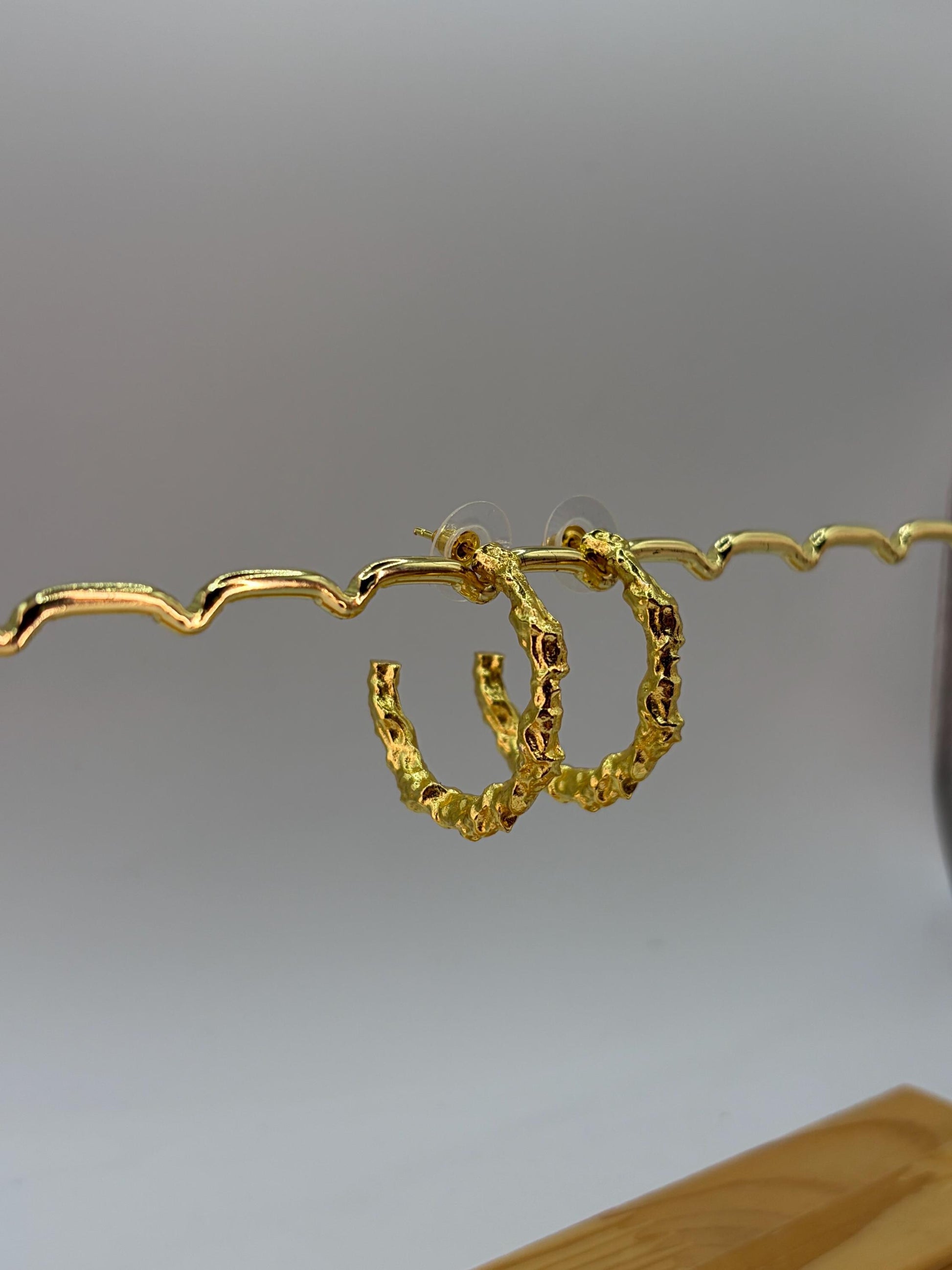 Hammered Hoop Earrings – view 8 | Raavi Jewelry