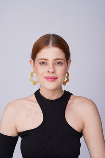 Wavelength Sculptural Drop Earrings – side view | Raavi Jewelry