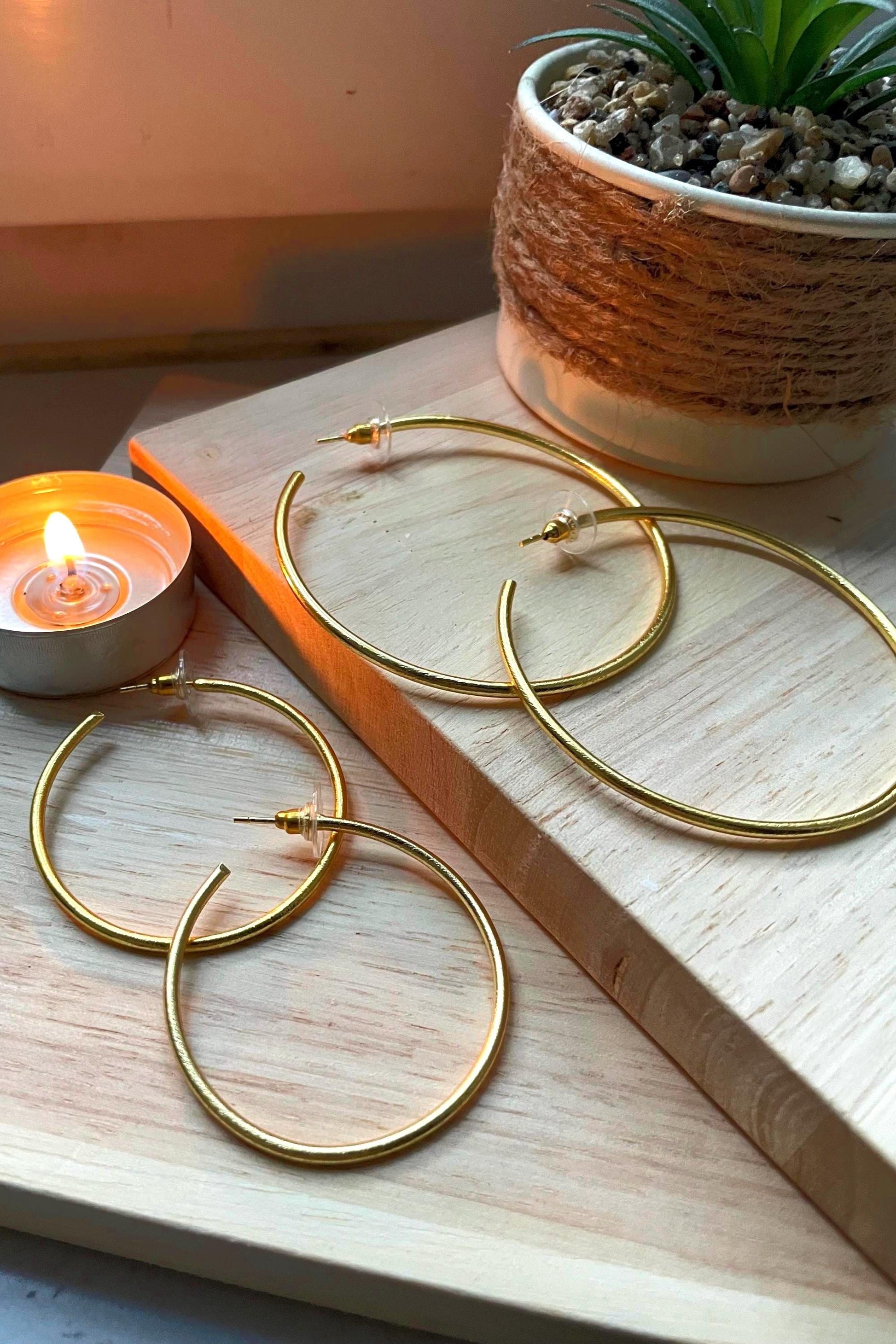 Hoop Earrings – handmade gold-plated brass earrings, nickel-free | Raavi Jewelry
