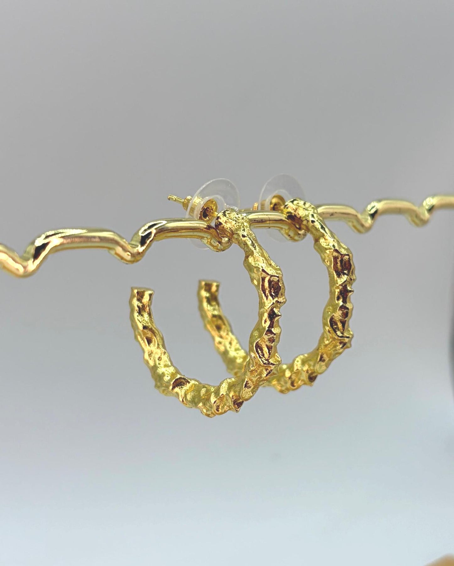 Hammered Hoop Earrings – side view | Raavi Jewelry