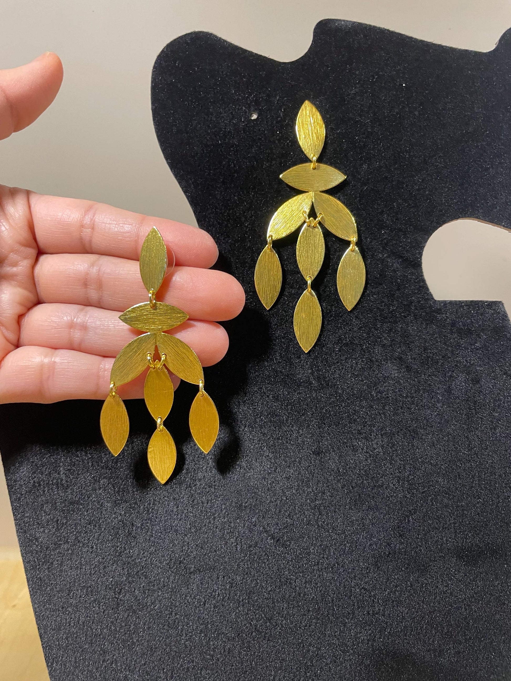 Leaf Cascade Earrings – worn on model | Raavi Jewelry