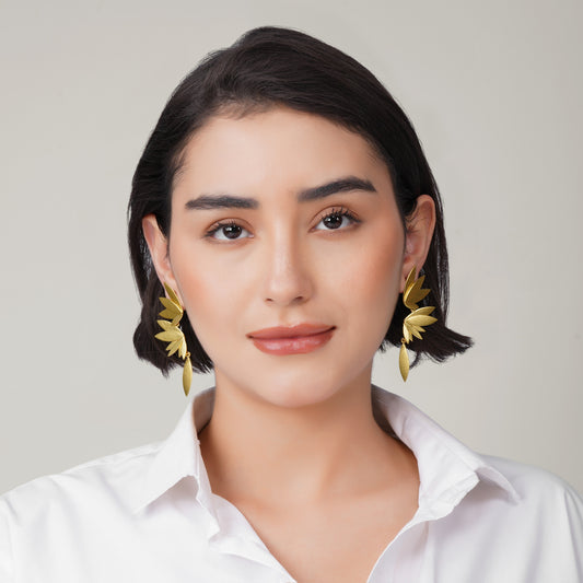 Gilded Laurel Wing Earrings – side view | Raavi Jewelry
