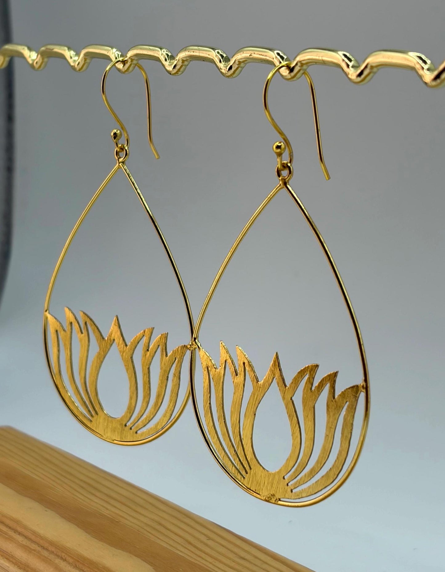 Lotus Teardrop Earrings – view 5 | Raavi Jewelry