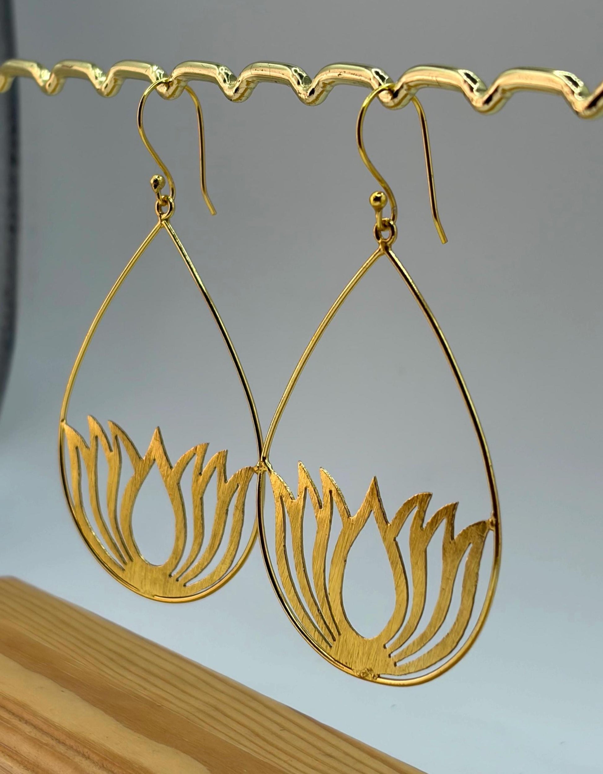 Lotus Teardrop Earrings – view 5 | Raavi Jewelry
