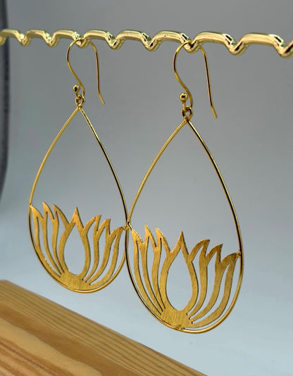 Lotus Teardrop Earrings – view 5 | Raavi Jewelry