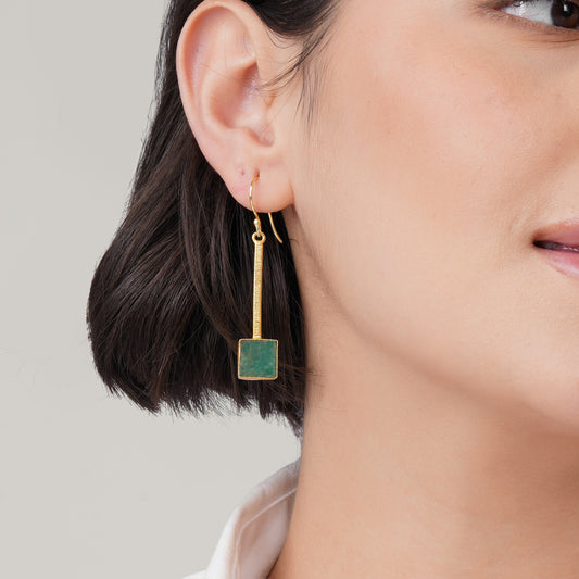 Amazonite Stone Dangle Earrings: Modern Statement Jewelry