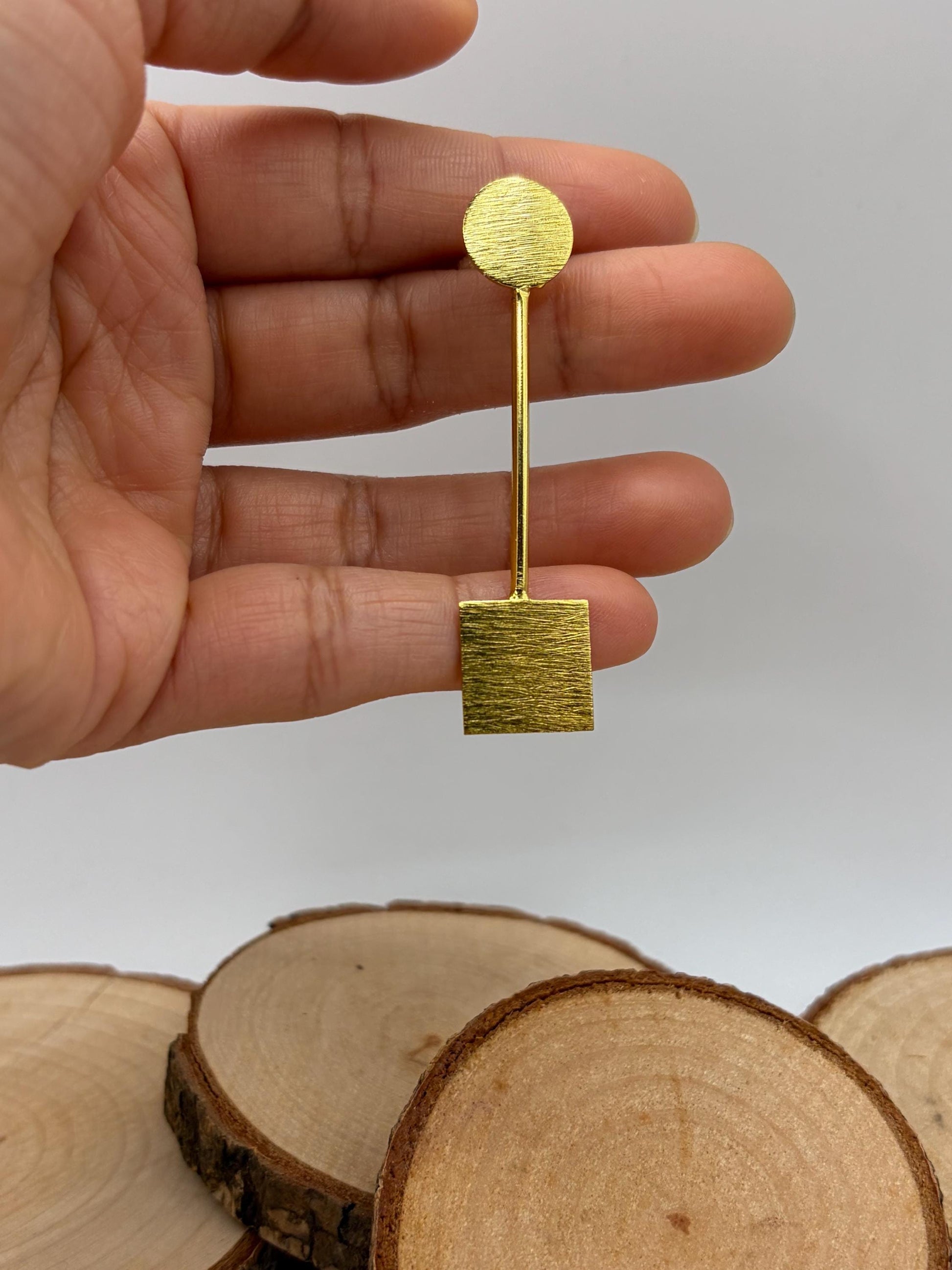 Geometric Drop Earrings – worn on model | Raavi Jewelry