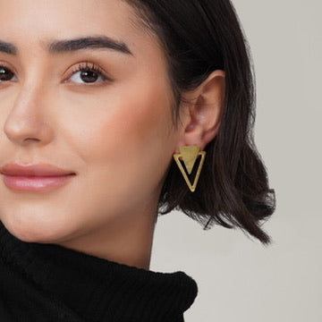 Triangle Stud Earrings – handmade gold-plated brass earrings, nickel-free | Raavi Jewelry