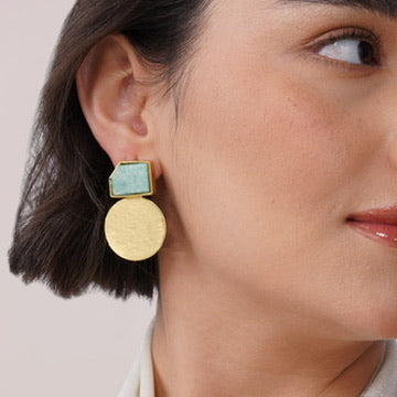 Celestial Balance Stone Drop Earrings – view 5 | Raavi Jewelry
