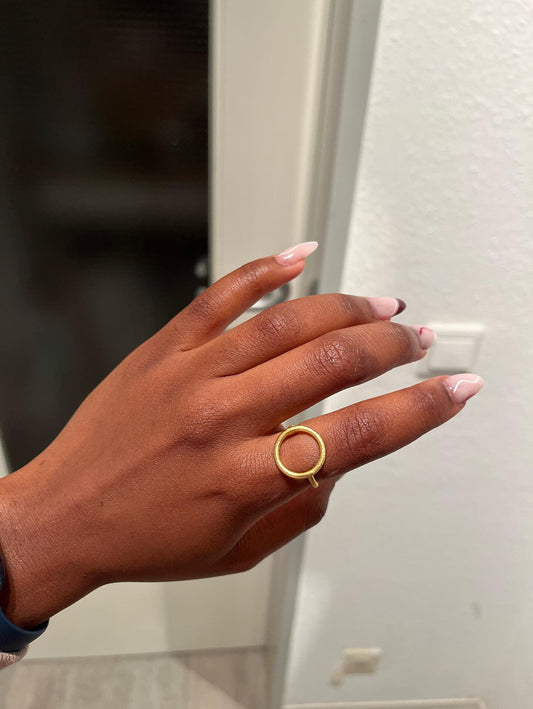 Circular Adjustable Ring – side view | Raavi Jewelry