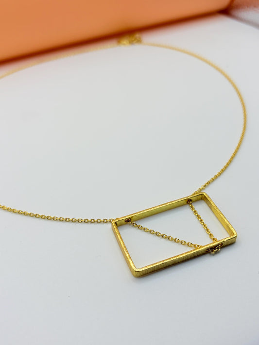 Modern Geometric Necklace – handmade gold-plated brass necklace, nickel-free | Raavi Jewelry