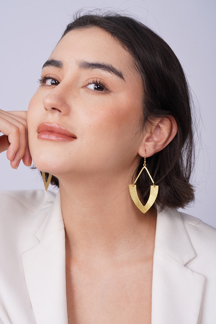 Chevron Drop Earrings – side view | Raavi Jewelry