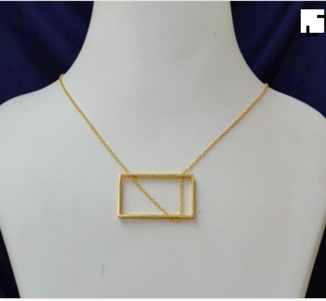 Modern Geometric Necklace – side view | Raavi Jewelry