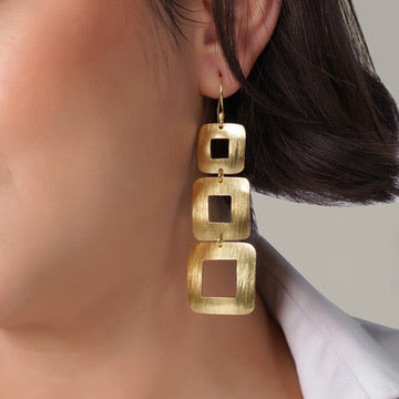 Tiered Square Earrings – side view | Raavi Jewelry