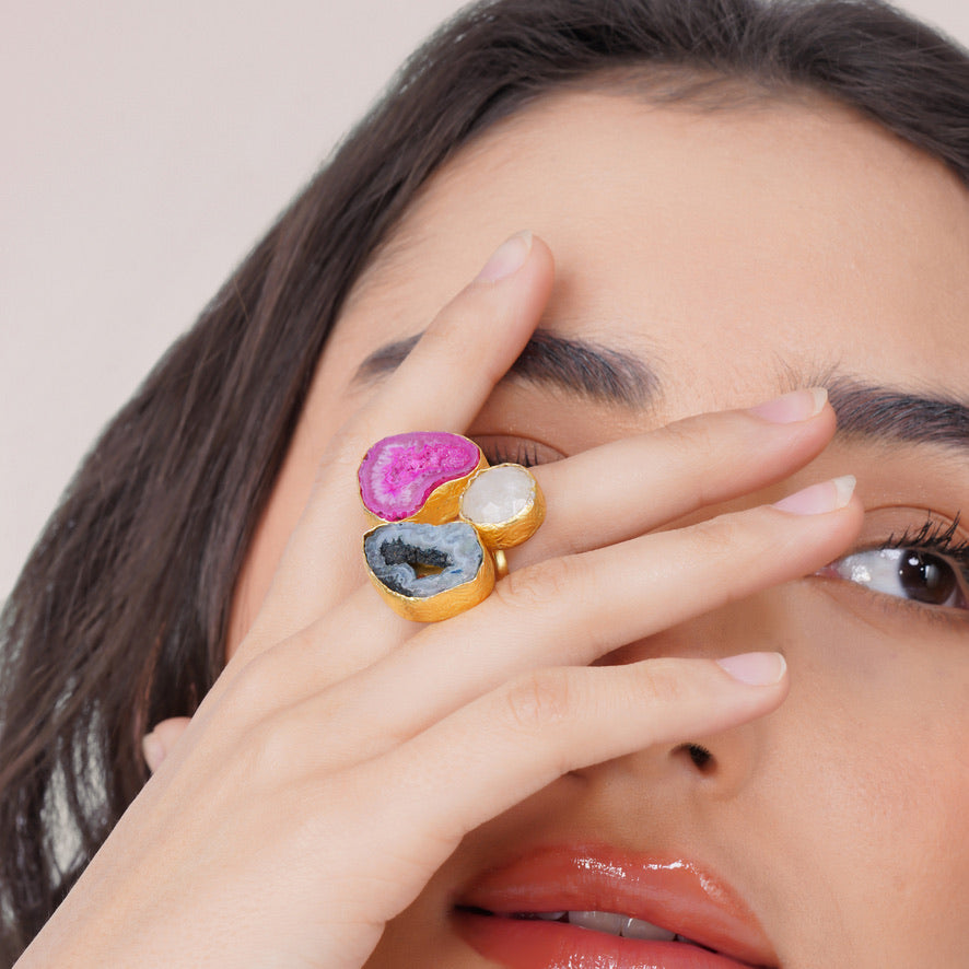 Two-Finger Agate Ring: Adjustable Band – view 5 | Raavi Jewelry