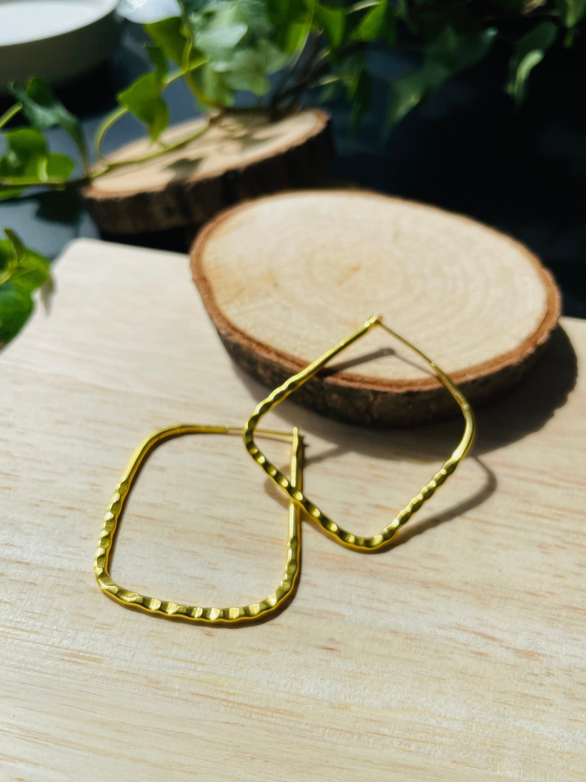 Square Hoop Earrings – side view | Raavi Jewelry