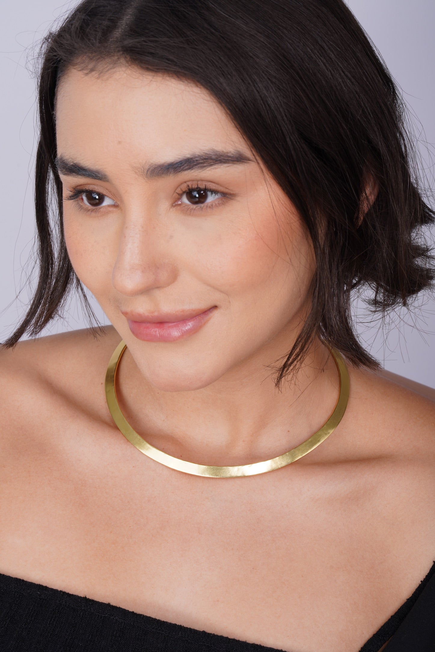 Brass Gold Choker – side view | Raavi Jewelry