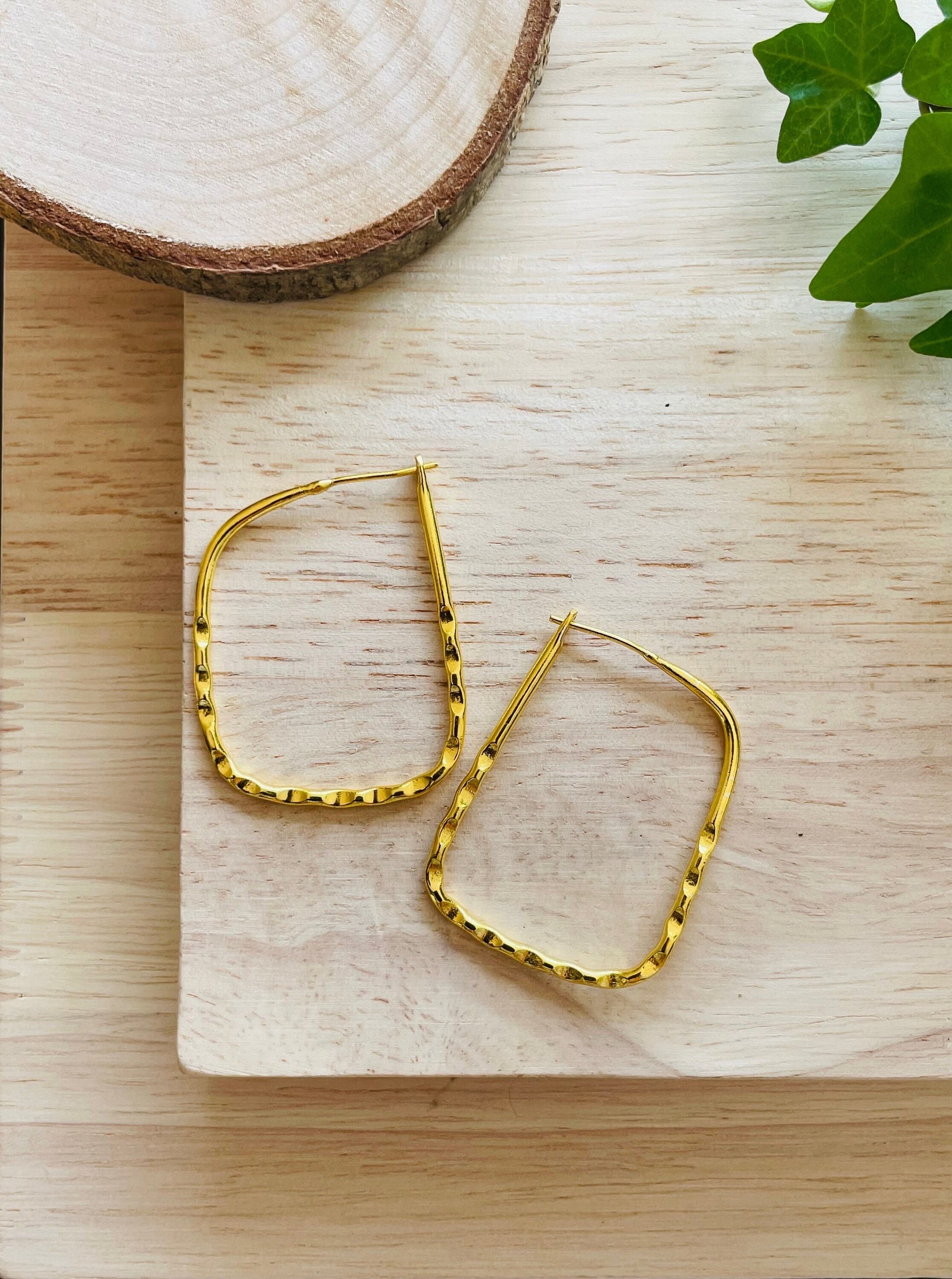 Square Hoop Earrings – detail close-up | Raavi Jewelry