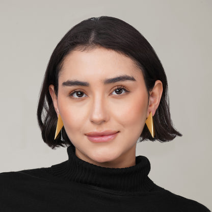 Matte Brushed Gold Kite Drop Earrings | Geometric Statement, Nickel-Free