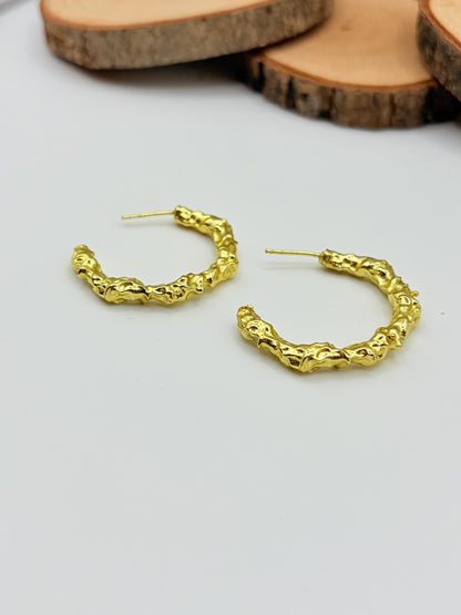 Hammered Hoop Earrings – detail close-up | Raavi Jewelry