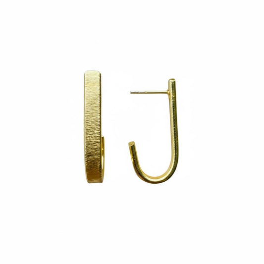 J-Shaped Brass Earrings – side view | Raavi Jewelry