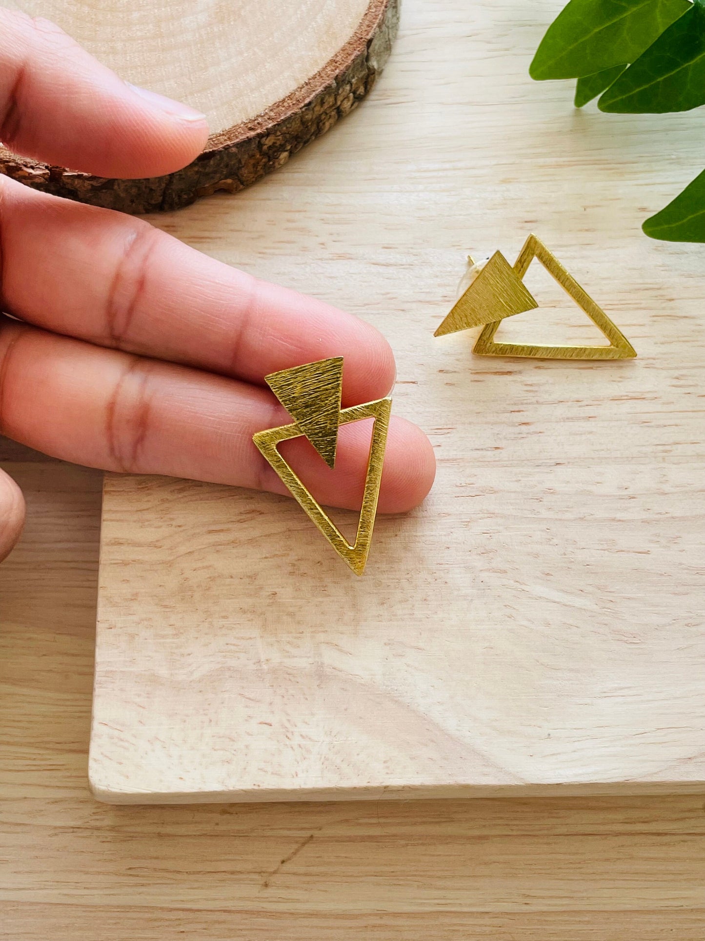 Triangle Stud Earrings – view 6 | Raavi Jewelry