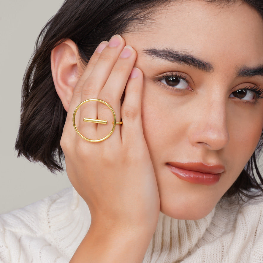 Adjustable Statement Ring – handmade gold-plated brass ring, nickel-free | Raavi Jewelry