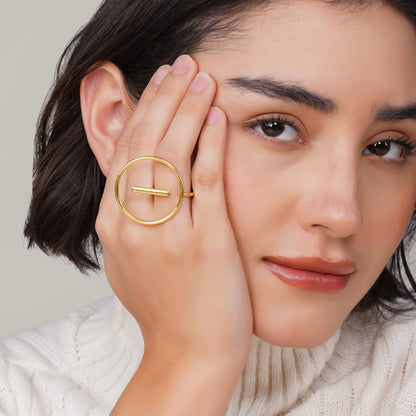 Adjustable Statement Ring – handmade gold-plated brass ring, nickel-free | Raavi Jewelry
