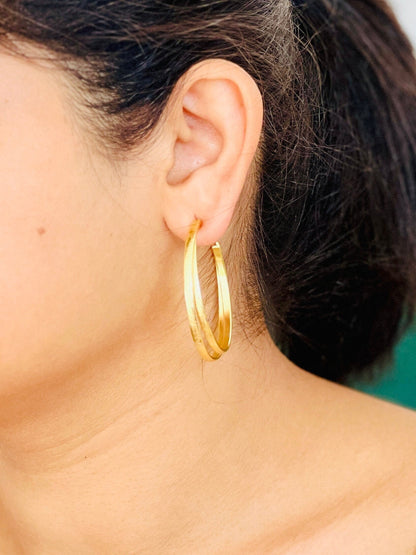 Double Band Hoop Earrings – worn on model | Raavi Jewelry