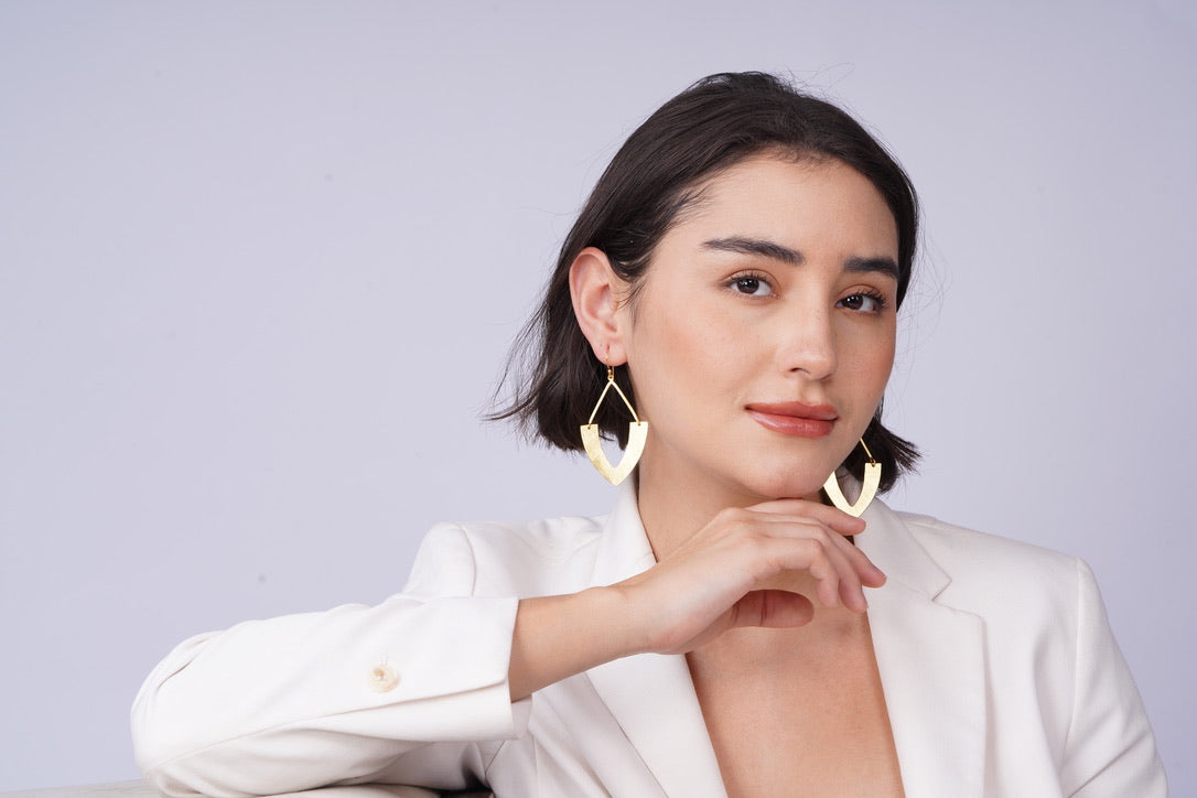 Chevron Drop Earrings – detail close-up | Raavi Jewelry