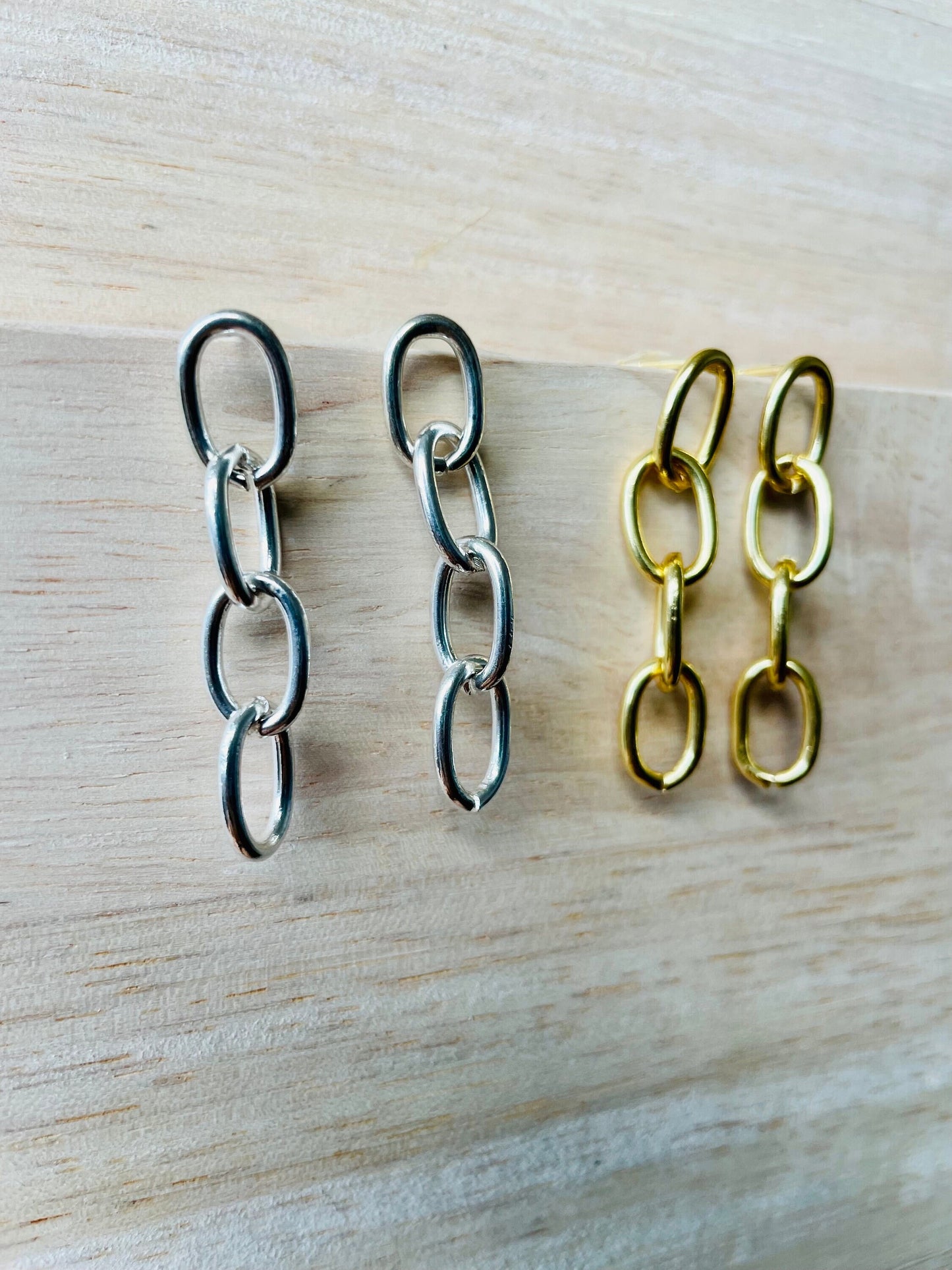 Chain Link Drop Earrings – worn on model | Raavi Jewelry
