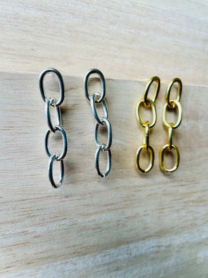 Chain Link Drop Earrings – worn on model | Raavi Jewelry